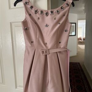 Eliza J Satin Pink Embellished Pleated Dress